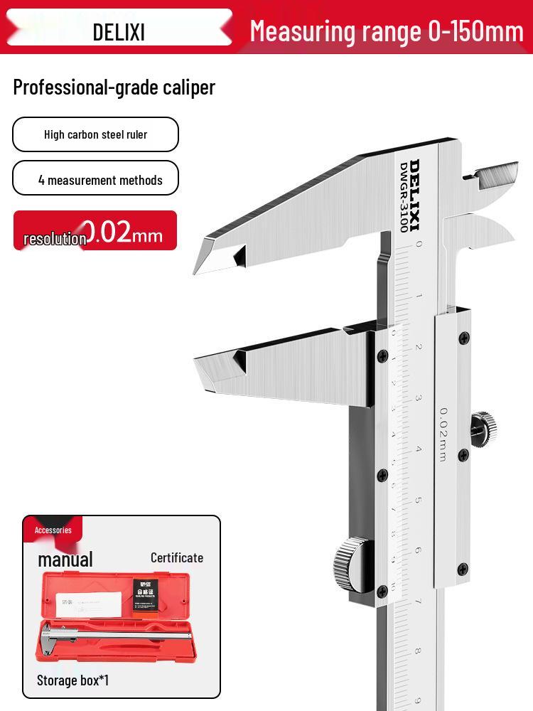 Delixi Precision Stainless Steel Vernier Caliper and Oil Gauge Micrometer for Household and Industrial Use