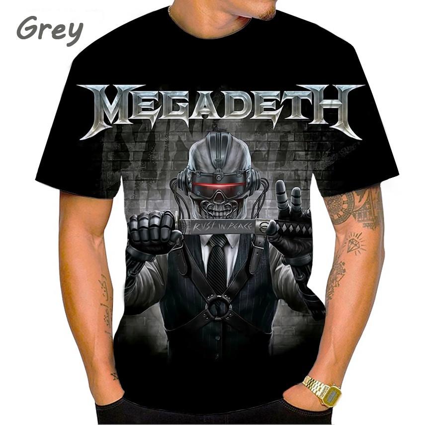 Letní nové módní Megadeth 3D tisk ležérní pánské kulaté tričko s krátkým rukávem