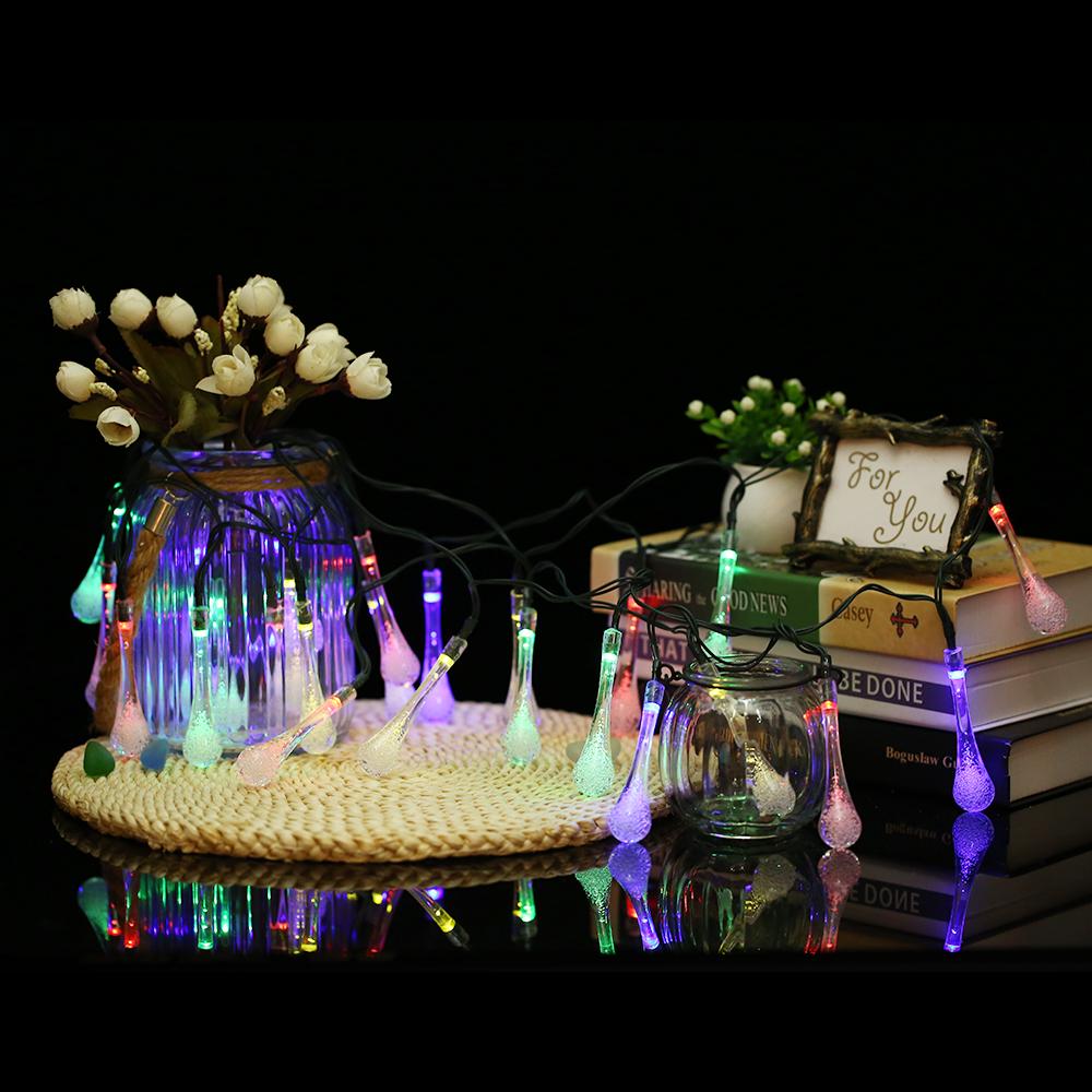 Buy Solar String Lights 19.7ft 30 LED Water Drop Rope Light 8 Modes ...