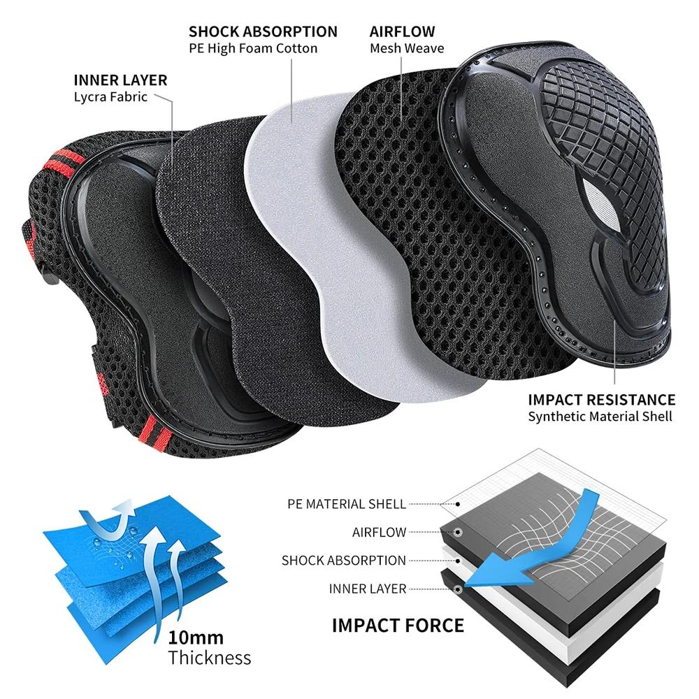 1/6Pcs Knee Elbow Wrist Guards For Adults Kids Inline Roller Skating Skateboarding Biking Scootering