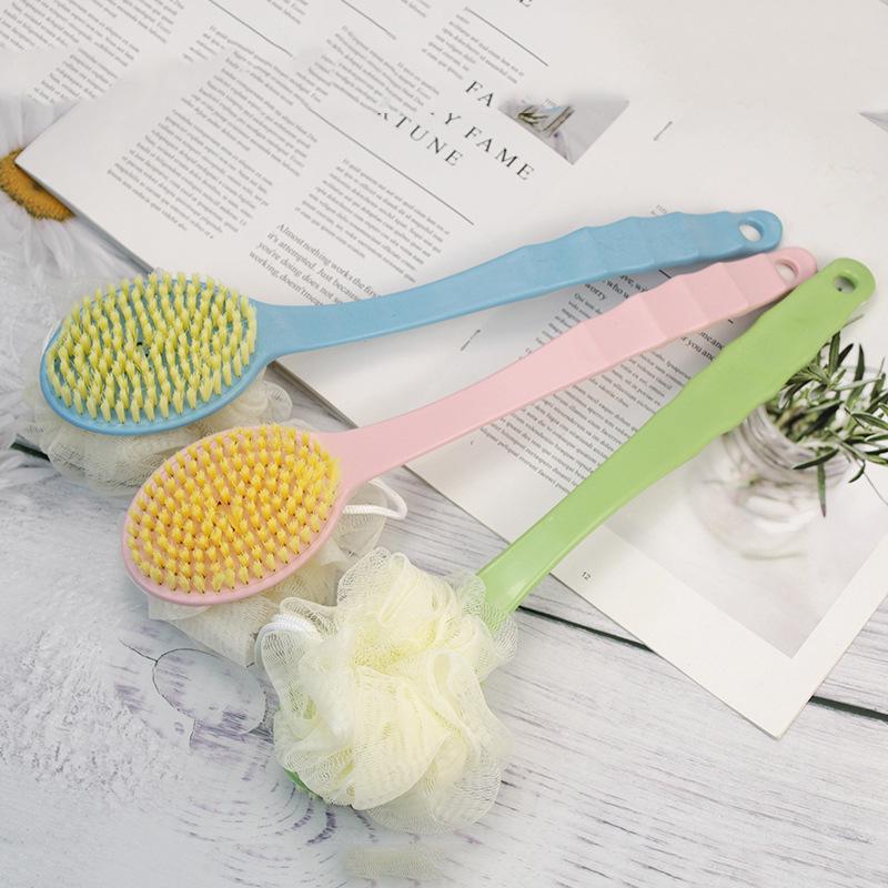 Double-Sided Bath & Back Scrubber with Towel & Long Handle