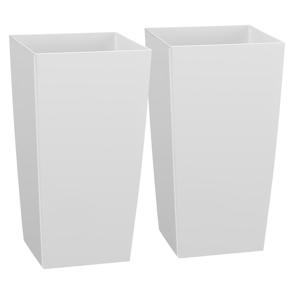 Tall Planters Set of 2, 750 mm Large Outdoor Taper Planters for Outdoor Indoor Plants, Front Porch Plastic Modern Flower Pots with Casters, Inner Pot