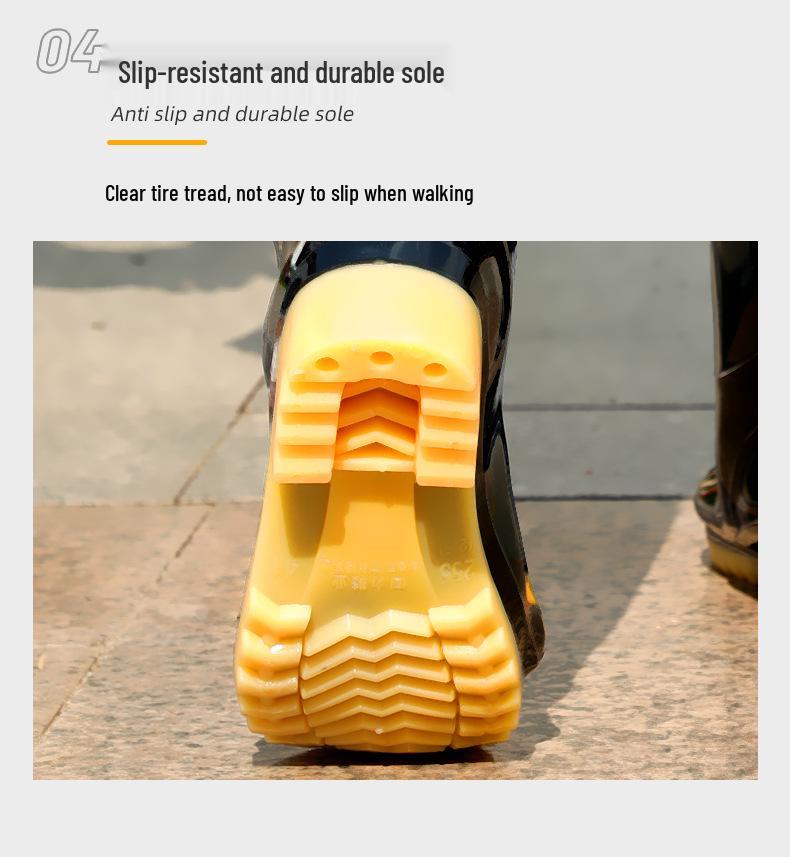 Shanghai Warrior 807 Men's Waterproof Non-Slip Wear-Resistant Black High-Top Rain Boots