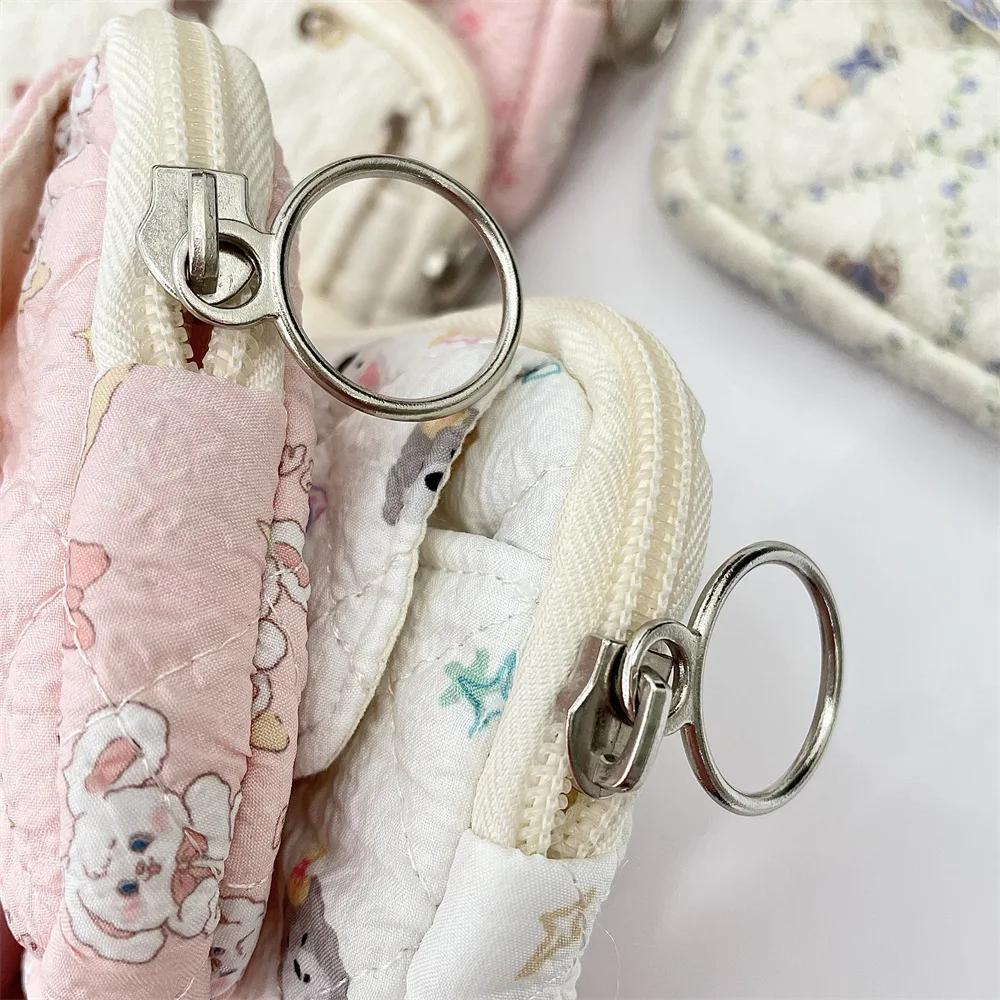 Cute Cartoon Quilted Cotton Makeup Bag Portable Lipstick Storage Organizer Bag Card Holder Mini Makeup Lipstick Storage Pouch