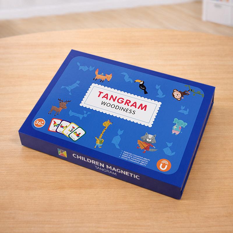 Children's Wooden Magnetic Tangram Puzzle - Educational Toy for Early Intellectual Development