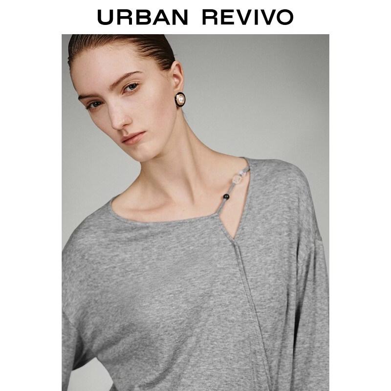 UR 2026 Women's Casual Off-Shoulder Beaded Long Sleeve Top