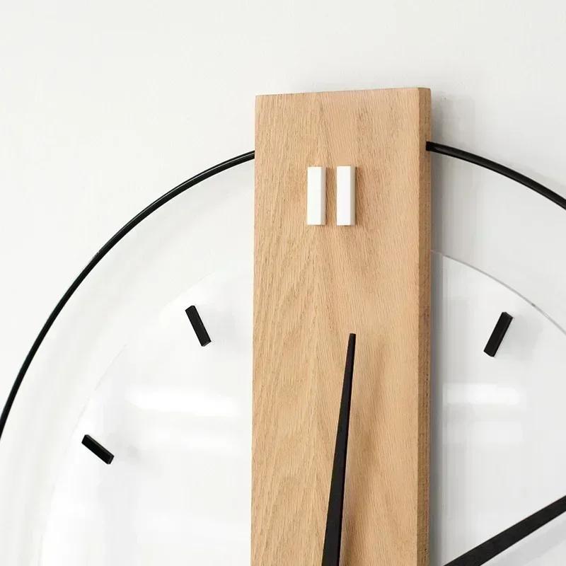 Creative Personality Modern Wood Wall Watch Simple Wall Clock Square Mute Wall Kitchen Clocks for Living Room Bedroom Decoration