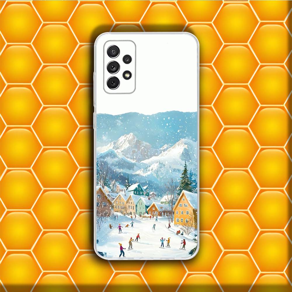 Natural Scenery Snow Mountain Phone Case Silicone For Samsung S30,23,21,22,20 FE lite,S10,9,PIus Note20ultra Soft Transparent
