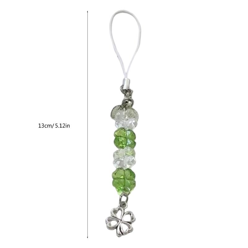 Lucrat manual cu mărgele, patru trifoi, pandantiv pentru telefon, breloc la modă, accesoriu de agățat pentru noroc și fericire