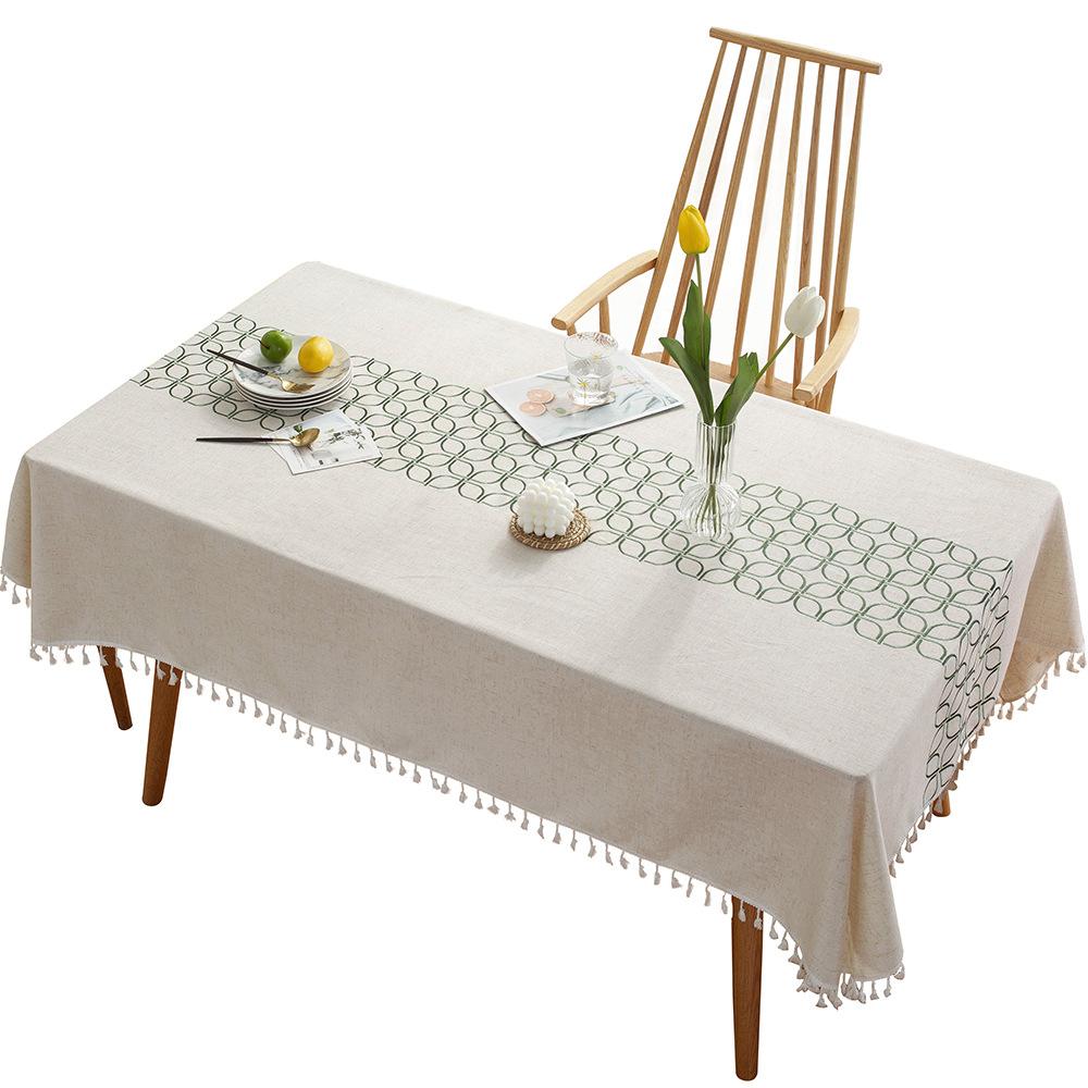 Henggang Tablecloth Cotton And Linen Table Flag Four-Leaf Clover Coffee Table Cloth Rectangular Tablecloth