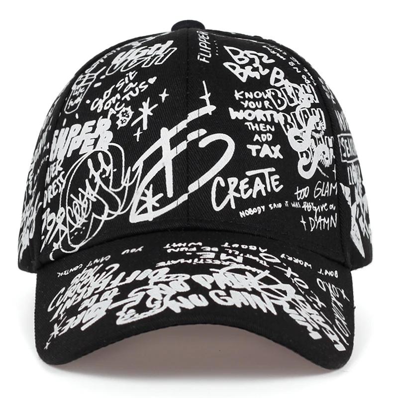 Graffiti Printing Baseball Cap Adjustable Cotton Hip Hop Street Hats Spring Summer Outdoor Leisure Hat Couple Caps