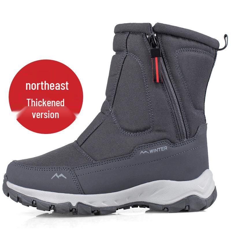 

Northeast Winter Waterproof Non-Slip Snow Boots: Women s & Men s Warm Velvet-Lined Cycling Shoes with Side Zipper 37