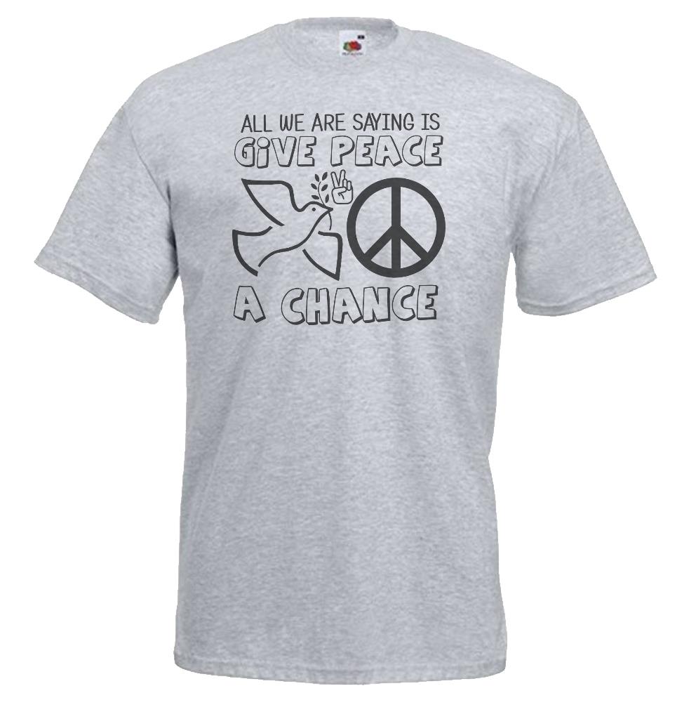 Unisexs All We Are Saying Is Give Peace A Chance Quote Unisex White TShirt 2XL