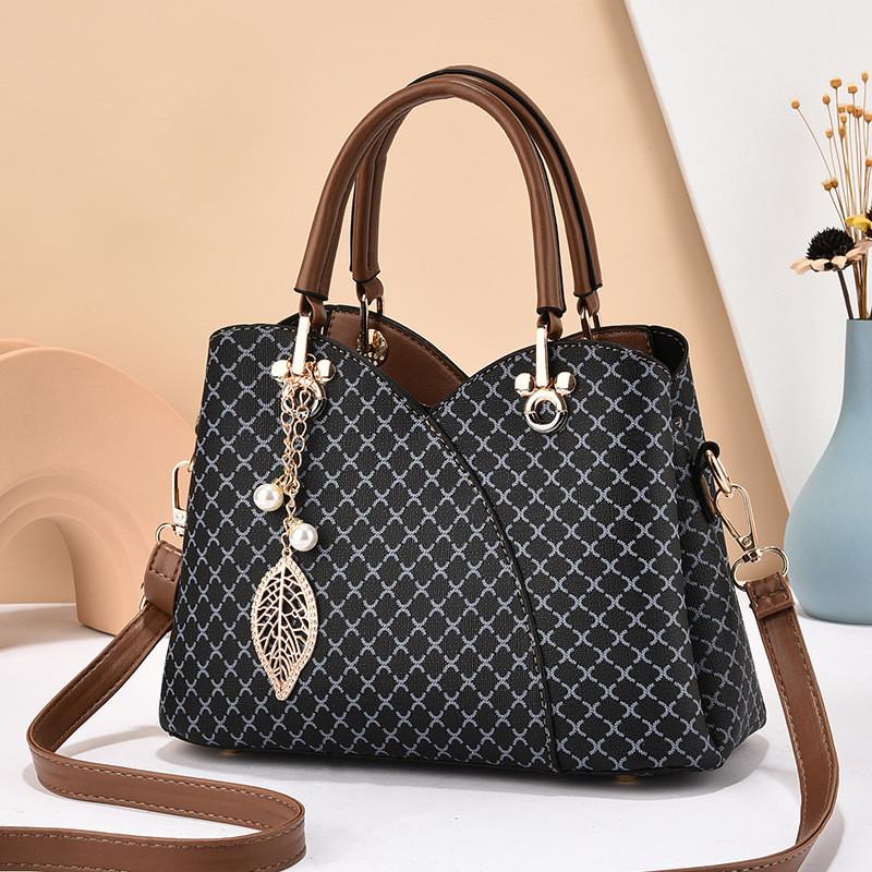 Pu Bag With Print And Plaid Pattern For Daily Use