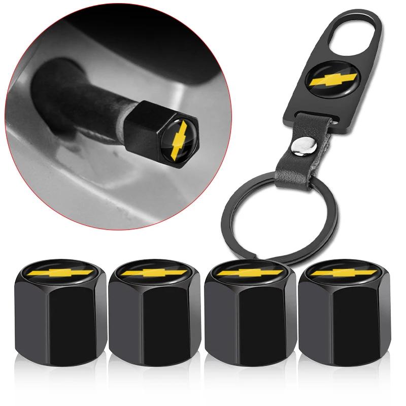 Car Wheel Tire Valve Stems Cap With Keychain Keyring Badge For Chevrolet Colorado Cruze Spark Captiva Malibu Trax Aveo Camaro