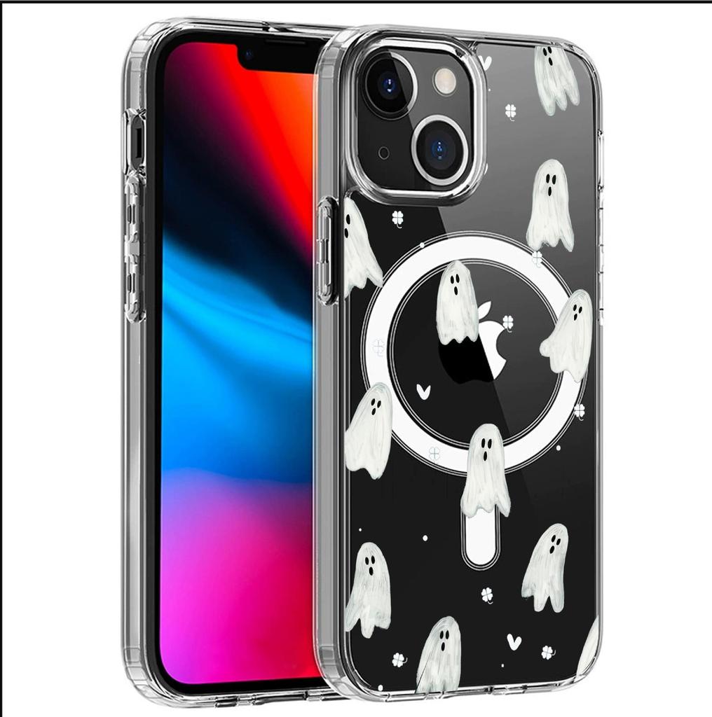 Transparent Cute Skull Magnetic Case for iPhone 15/16/17 Pro Max – Full Coverage