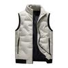 Winter Warm Men's Sleeveless Parkas Thickened Zipper Down Vest Solid Color Puffer Vests Man Stand Collar Cotton-Padded Waistcoat