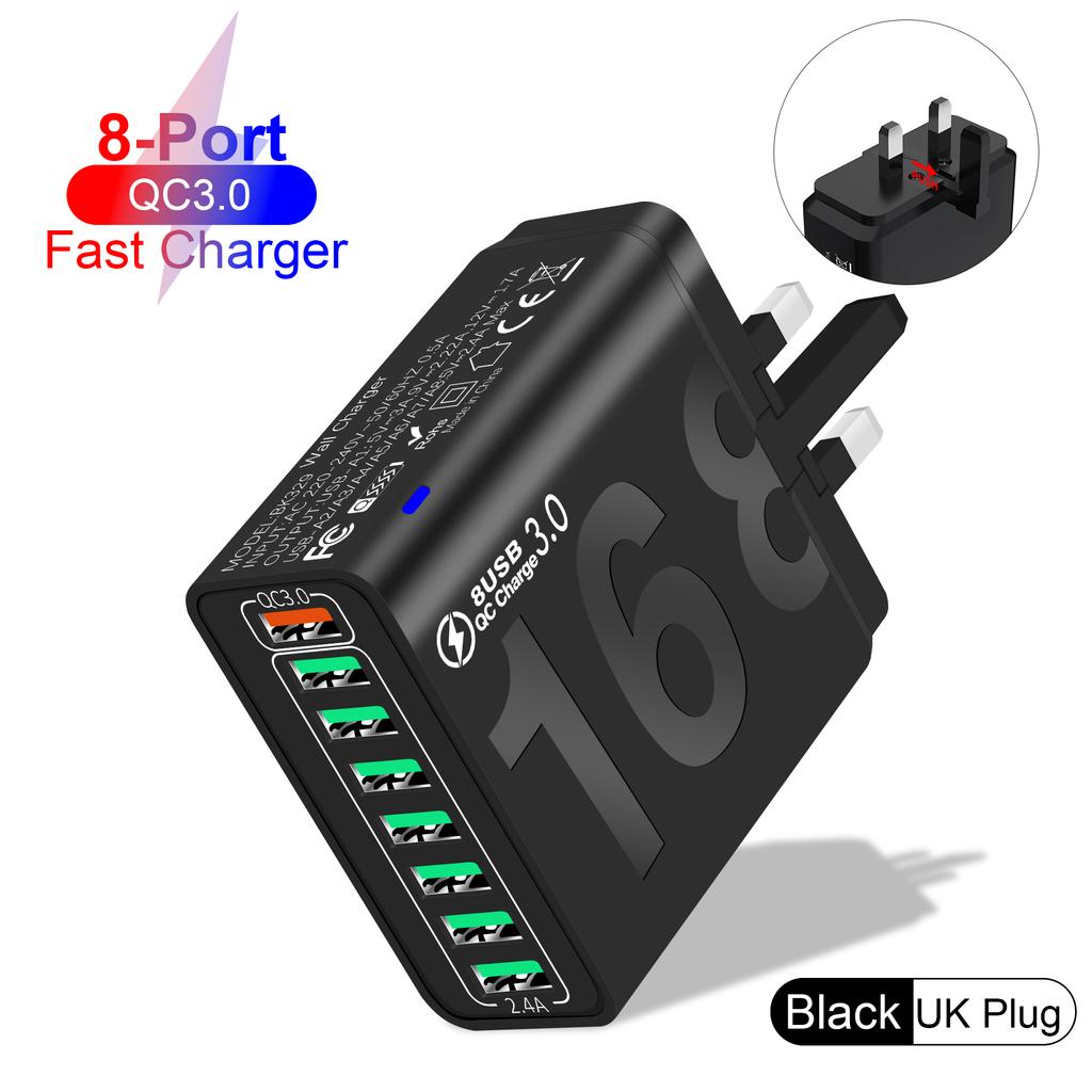 Type C USB Charger Multiple 8 Ports High Speed Fast Quick Charging for iPhone 16 Xiaomi PD Mobile Cell Phone Wall Charger