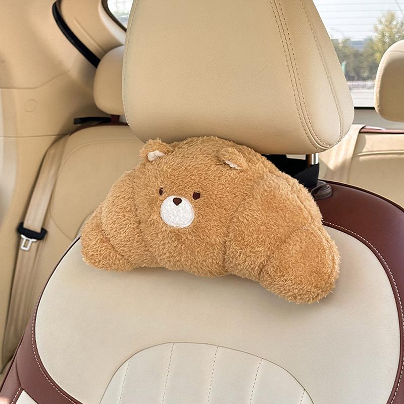 Cute Plush Car Seat Headrest Neck Pillow Car Seat Cartoon Creative Lumbar Support Pillow Comfortable Waist Pillow Car Decoration