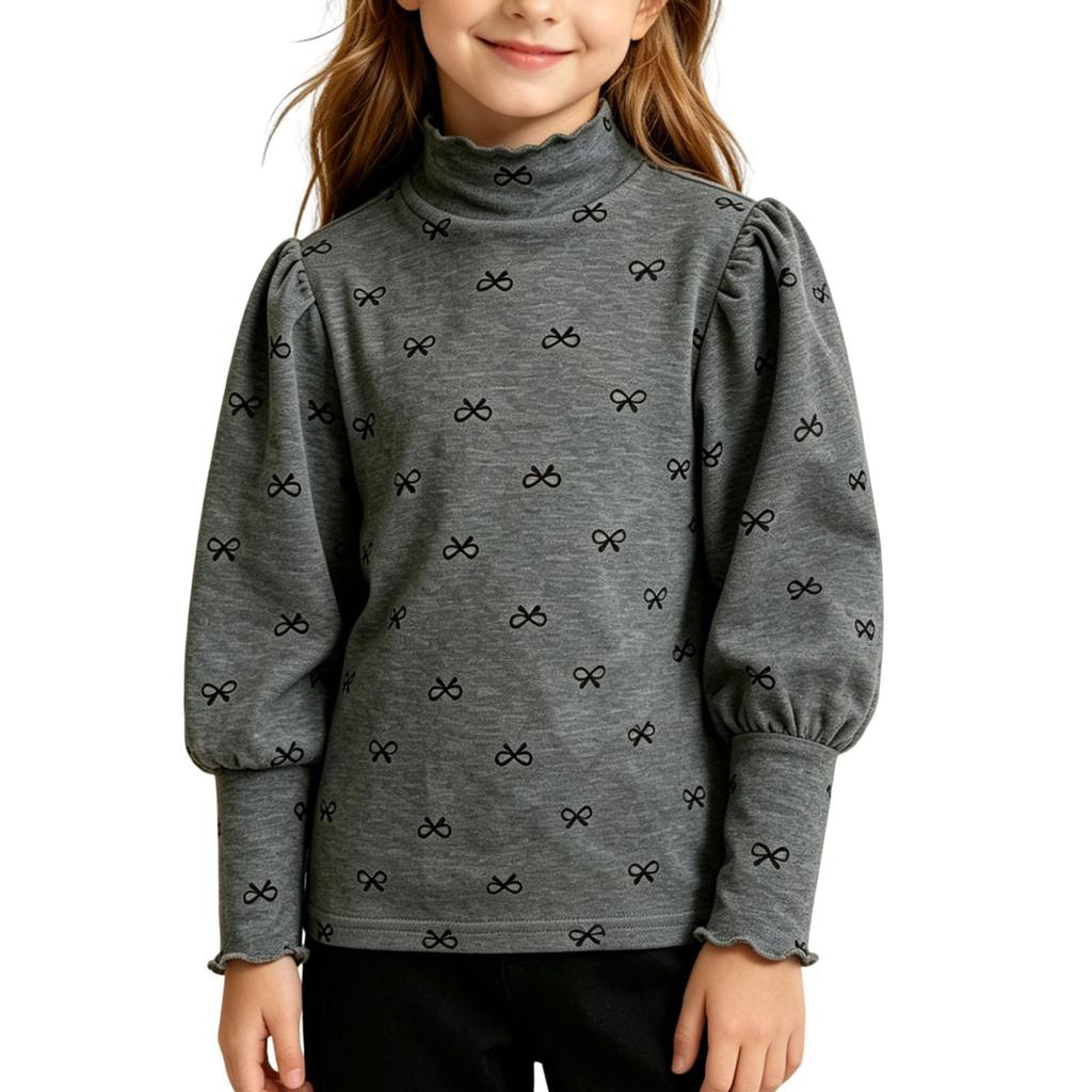 Girls Casual Long Sleeve Knit Base Layer Shirt with Soft Fabric for Everyday Wear