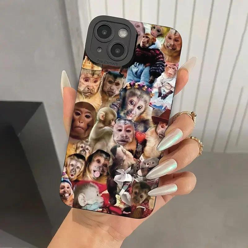 New Creative Monkey Pattern Phone Case For iPhone 16 Pro Max 15 14 13 12 11 XS X XR 7 8 Plus SE Shockproof Soft Cover