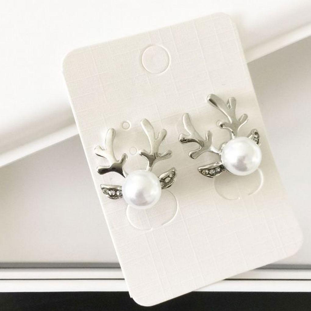 Elegant Women Pearl Antlers Pendant Necklace Crystal Rhinestones Shining Earrings Kit Girl Lady Gift Jewelry