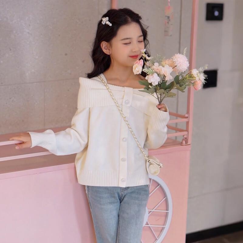 Girls' Sweet Bow Princess Knit Sweater