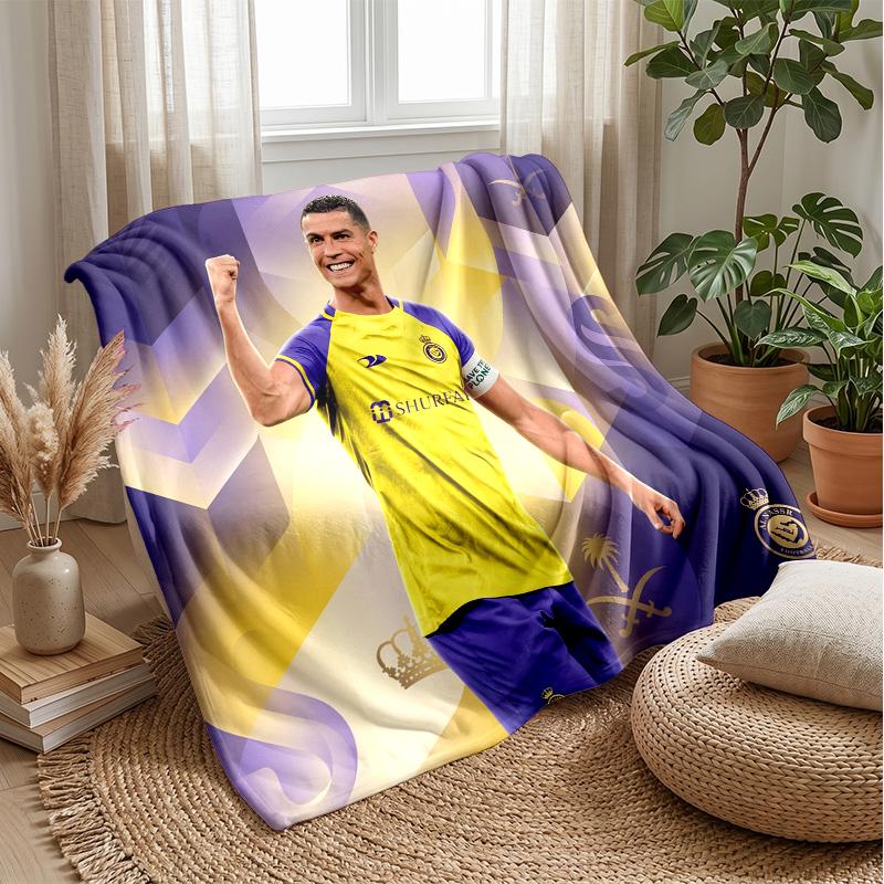 Cristiano Ronaldo Aufdruck Flanelldecke Hautfreundlich Warm Dekorativer Überwurf für Innen Couch Bett Tägliche Nutzung