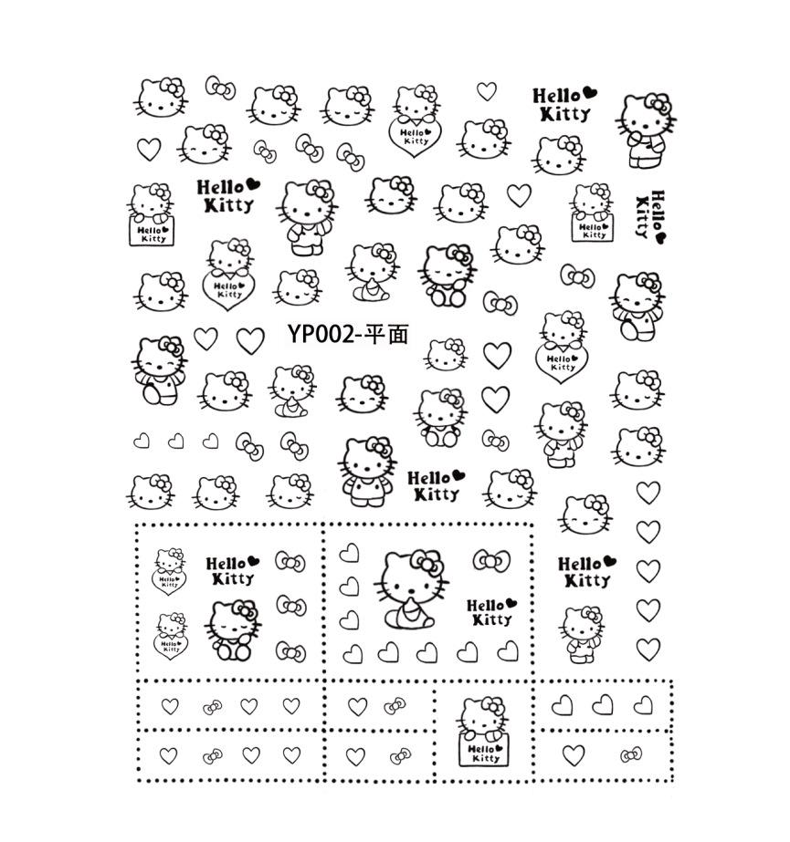 Hello Kitty Cartoon Nail Stickers & Decorations - Embossed Cat Design Ornaments