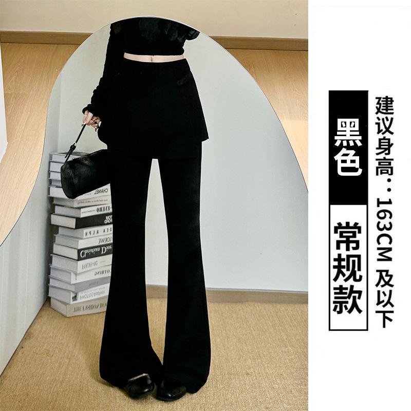 

High-quality fake two-piece fart curtain micro-flared pants women s spring and autumn new thin wide-leg sweatpants casual narrow sweatpants S