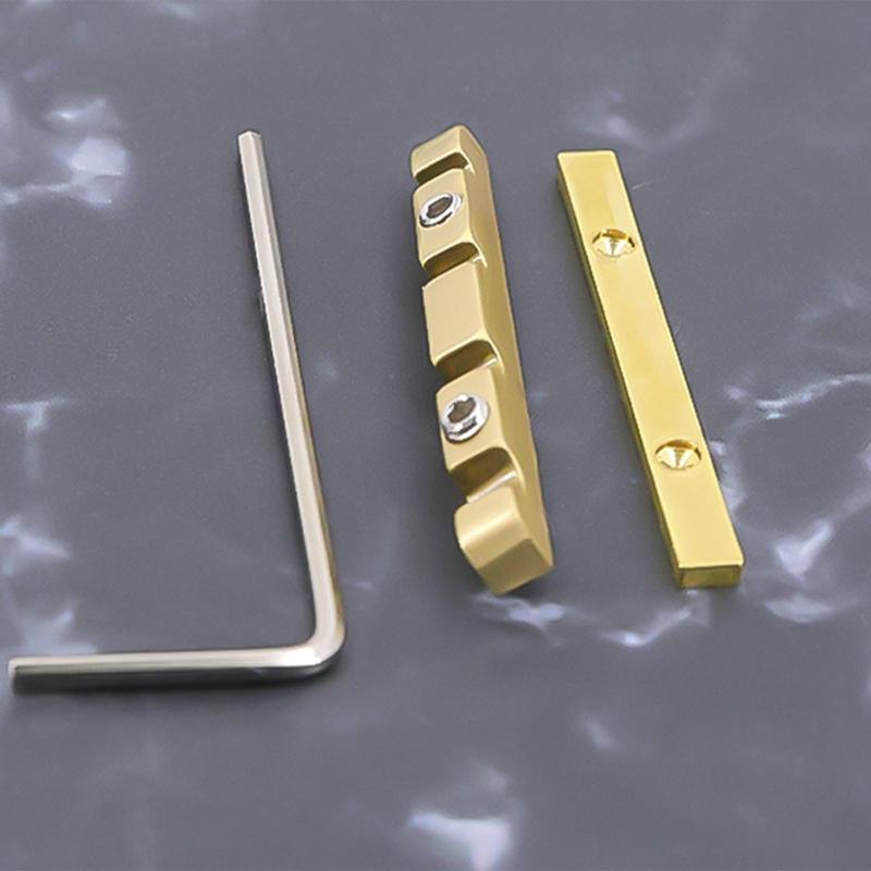 Porcas e Pontes de Latão para Baixo de 4 Cordas Porca Superior Pré-Sulcada Substituição Acessórios para Baixo Elétrico Fundo Plano Durável