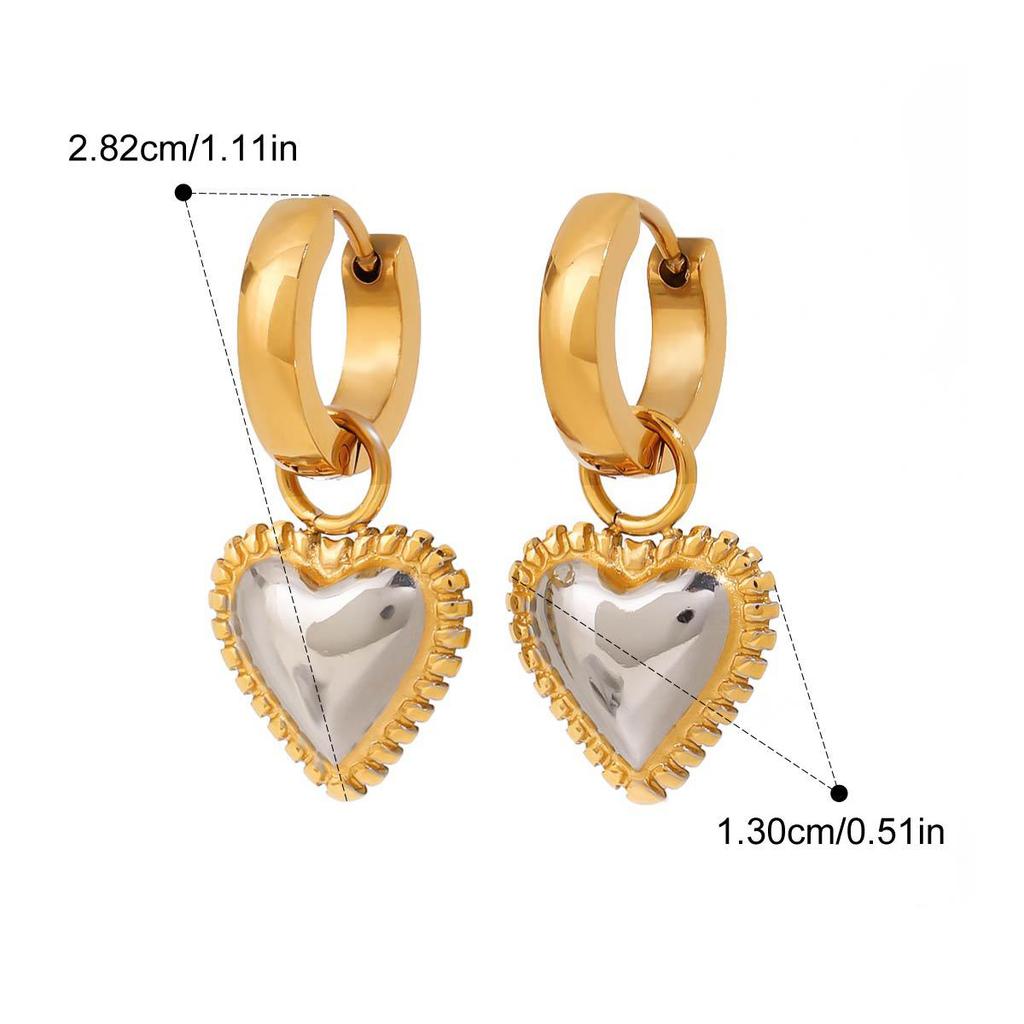 Yori Valentine's Day Gift Charm Smooth Stainless Steel Metal Heart Love Necklace Earrings Waterproof Women Accessories Gift