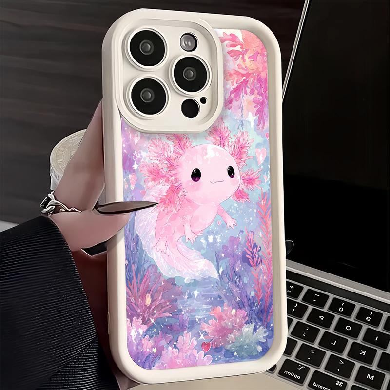 Phone Case for iPhone 17 Air 16E 15 16 Pro Max Axolotl Cartoon Cute Cover 14 Plus 13 12 Mini Soft Shell Silicone Fundas