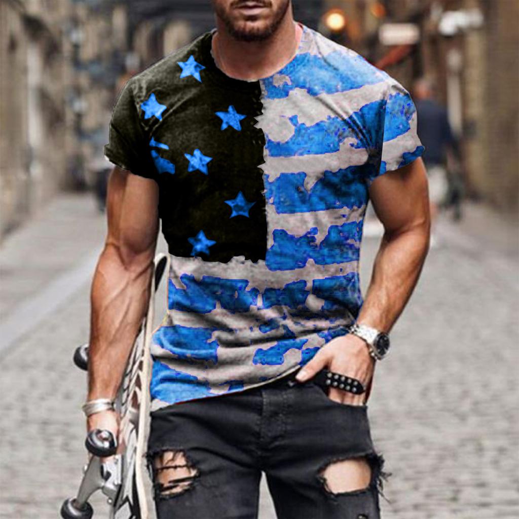 Herren Street Muscle Short Sleeve Print Personality Fashion Fashion T-Shirt