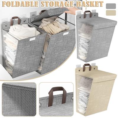 Collapsible Hanging Laundry Basket Wall Mounted Laundry Storage Basket