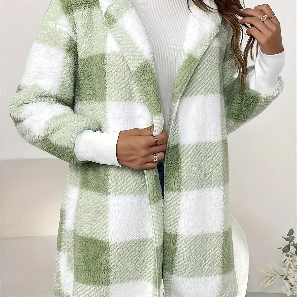 V 97291 Oversized Knit Plaid Cardigan