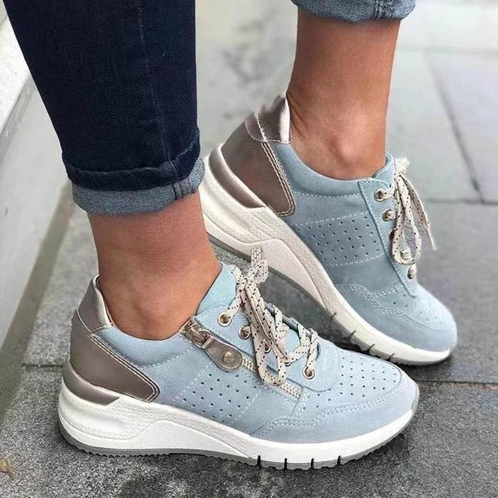 Nuevos zapatos vulcanizados para mujer, moda Primavera 2024, zapatos informales con cuña de flores para mujer, zapatillas de deporte femeninas de gran tamaño