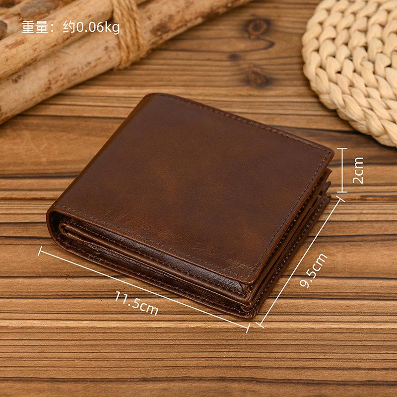 Rfid Leather Short Wallet For Both Men And Women, Anti-Theft Brush, First Layer Cow Wallet 20% Off, Multi-Card Wallet With Change Bag