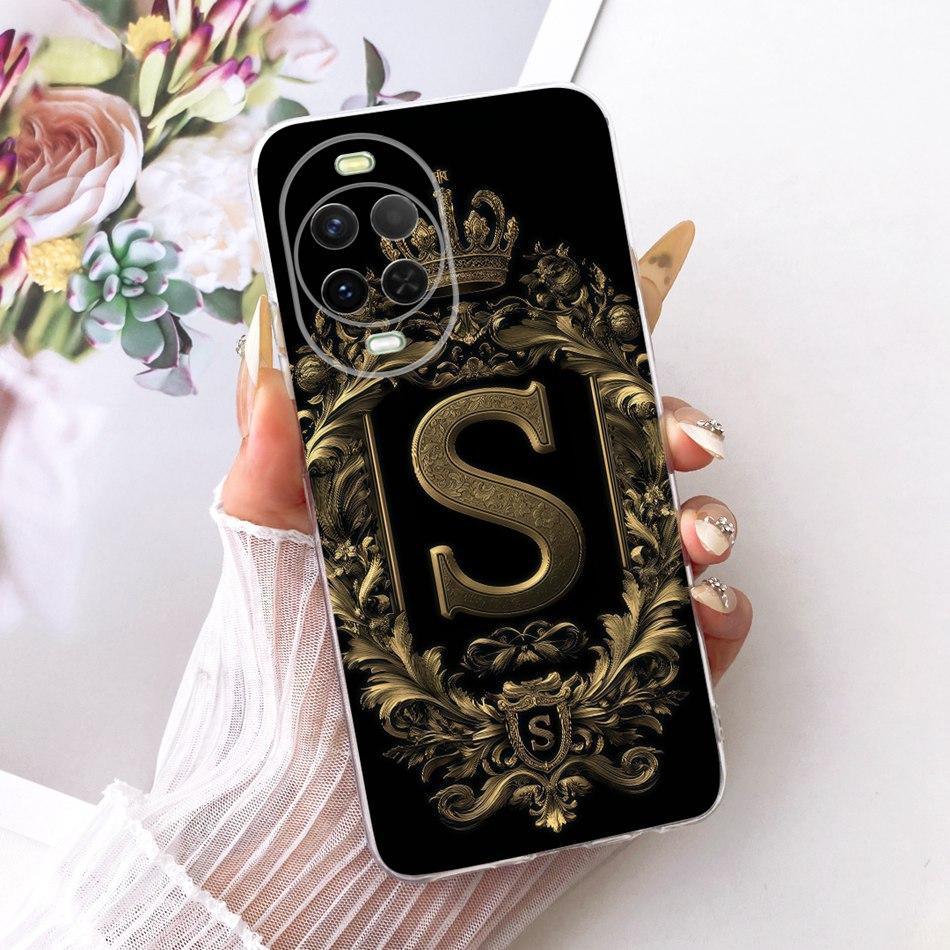 For Huawei Nova 15 15Pro Royal Crown Initial Letter Couple Phone Case For Huawei Nova15 Pro 15 Ultra Soft Silicone TPU Bumpers
