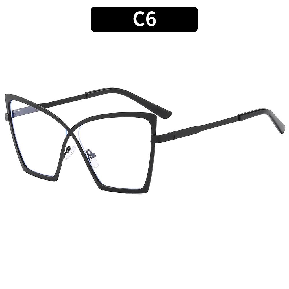 New Large Frame Metal Anti Blue Light/sunglasses Non Prescription Flat Glasses Fashionable Retro Eyeglass Frame