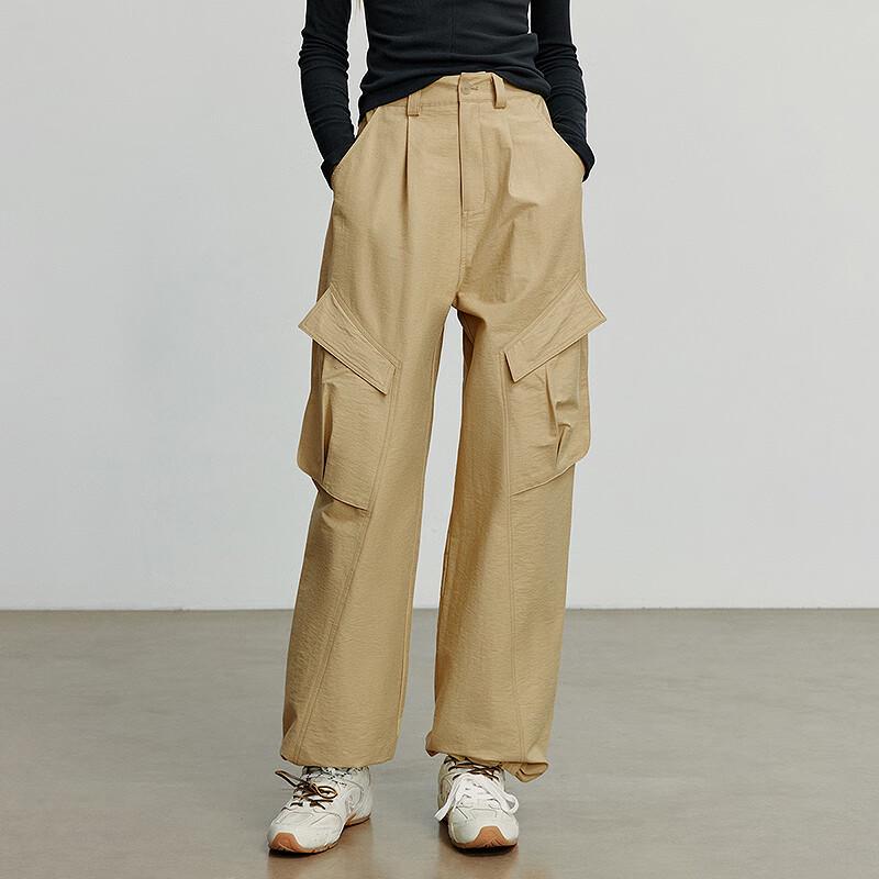 Chuyu Women's 2025 Autumn Loose-Fit Textured Workwear Banana Pants