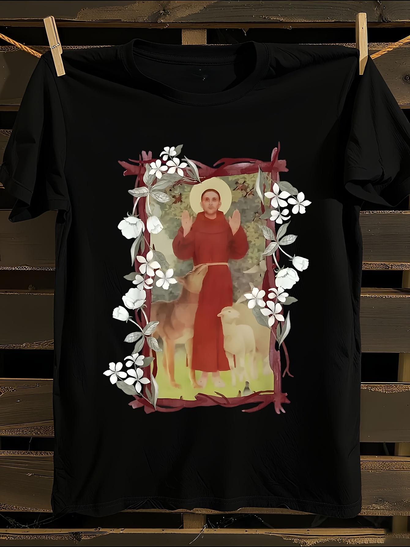 Vintage St Francis of Assisi Catholic Saint T-shirt S