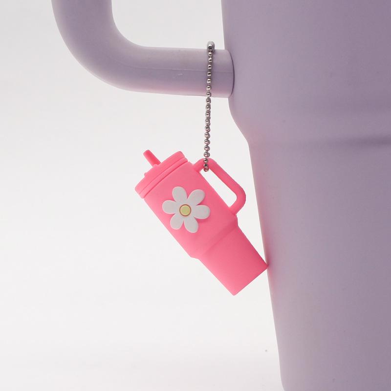 Popular Soft Rubber Stanley Cup Pendant Keychain - Creative Milk Tea Cup Keyring Available