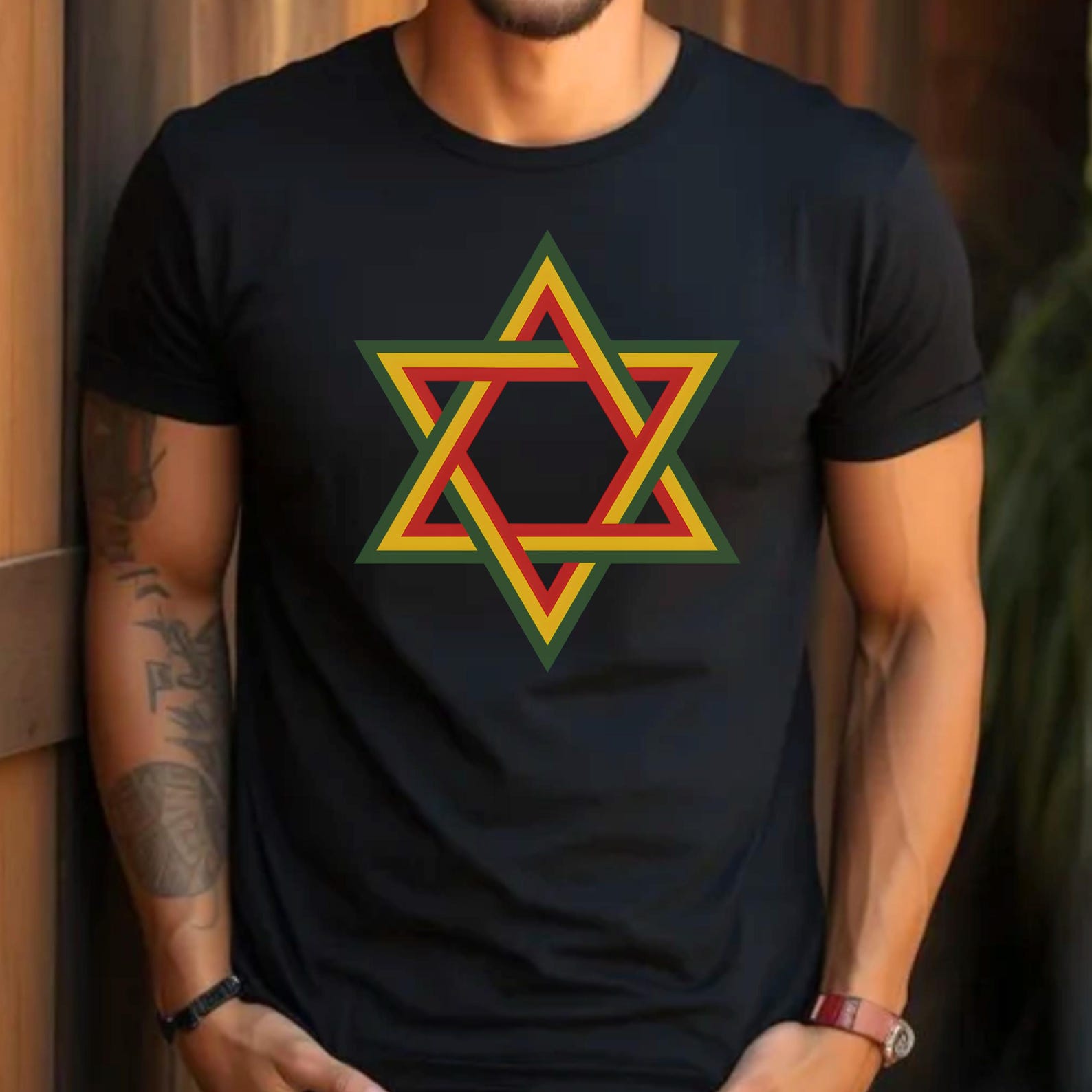 Rastafari Star of David Shirt, Reggae Music Rasta Tee M