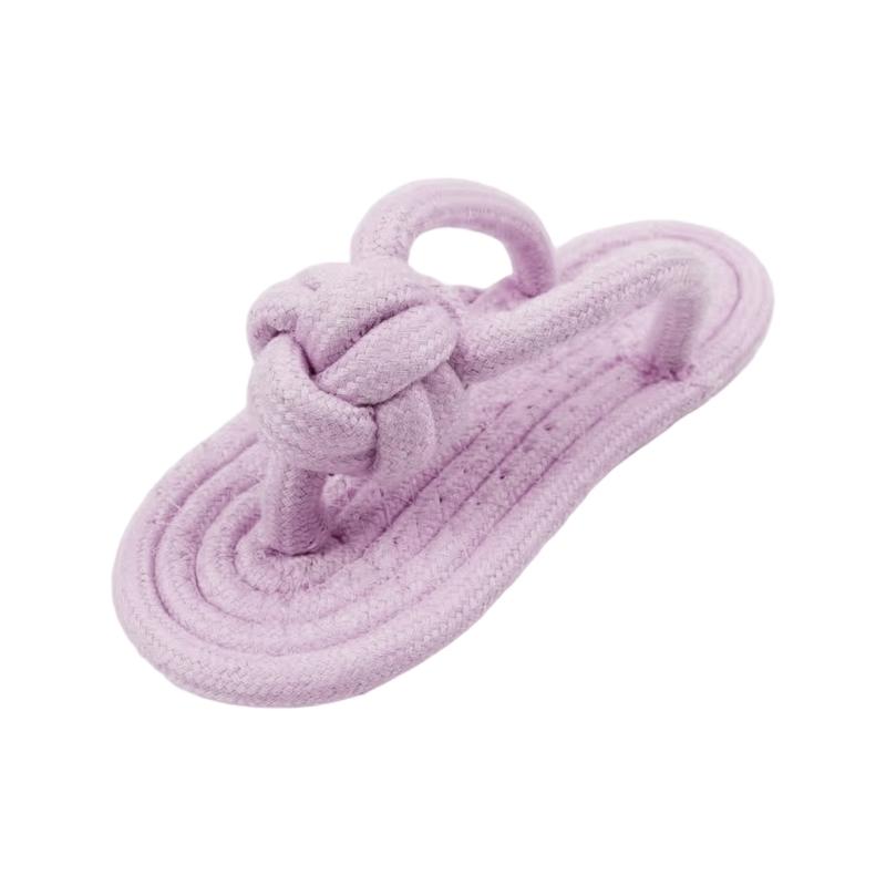 Handmade Braided Cotton Rope Dog Toy Slipper for Small Puppies Chew Resistant Dental Cleaning Teeth Healths Playing Fun