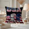 Independence Day Cushion Cover Anti-dustmite Pillowcase Invisible Zipper Silky Short Plush Sofa Cushion Cover
