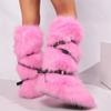 Fashion New Winter Furry Shoes Women Fur Snow Fluffy Warm Fur Wool Boots Plush Fashion Boots Ladies Casual Fur Boot