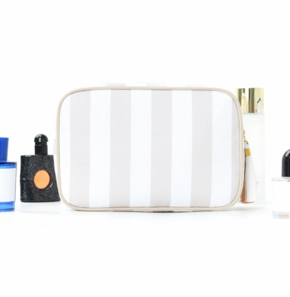 

Personalized Embroidered Name Makeup Bag, Monogramed Toiletries Bag, Ladies Travel Storage Bag, Striped Tassel Toiletry Bag No name белый