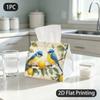 1pc Tissue Box, Watercolor Blue Birds Lemons Fresh Warm Pattern, 2D Flat Printing, Blocks Dust, Can Be Folded, Tissue Dispenser, for Your Workspace, 2
