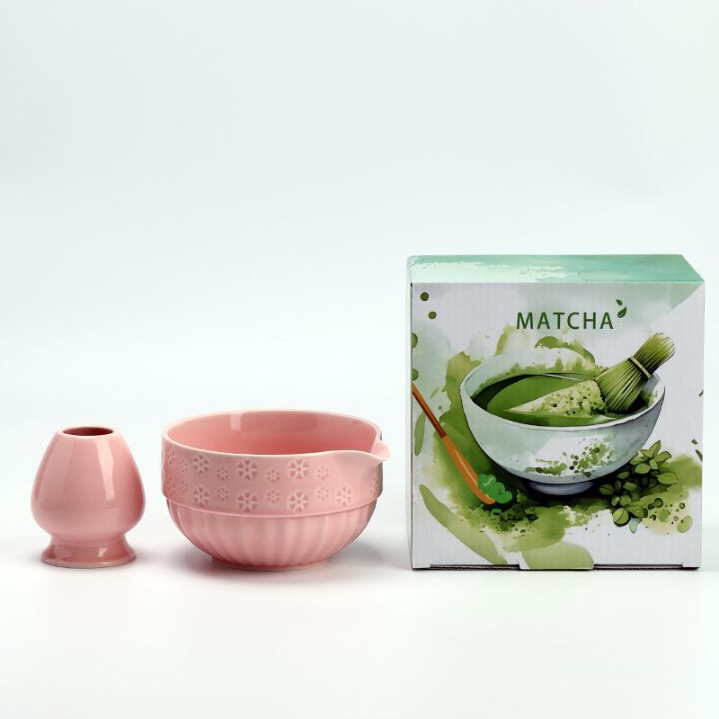 2Pcs/Set Ceramic Handmade Matcha Bowl with Spout Ceremony Tool Japanese Traditional Chawan Tea Set Accessories Matcha Gift Box